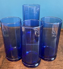 Anchor Hocking Essex Cobalt Blue Tall Glass Tumblers 6.5 Inch Set Of 4