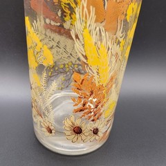 Brown And Yellow Floral Glass Vintage 5.5 inches