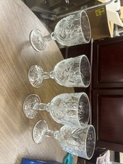 Vintage Libby Starburst Hobstar Wine Water Glass Goblets 12 Oz. Set of 4