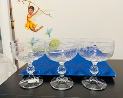 Vintage Bohemian Crystal Czech Etched Glasses Set of 2