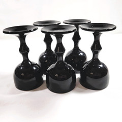 Carlo Moretti Murano Black Cased Glass Cordial Goblets White Interior Set of 5