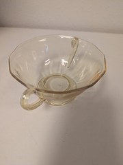 Vintage Fostoria Glass Yellow Cream Soup with Handles Footed Topaz Art Deco 30s