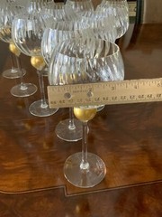 UNION STREET GLASS MANHATTAN GOLD Bordeaux Wine Glass Goblet Signed 11 AVAILABLE