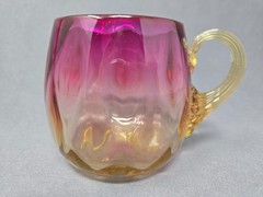 Antique New England Glass Blown Optic Molded Amberina Punch Cup Circa 1870s