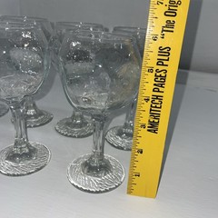 Vintage Set of 7 Goblets, Libbey Chivalry Textured Hexagonal, Elegant, Special