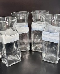 4 William Salas Studio Art Glass Highball Tumblers Signed Hand Blown MCM Bar