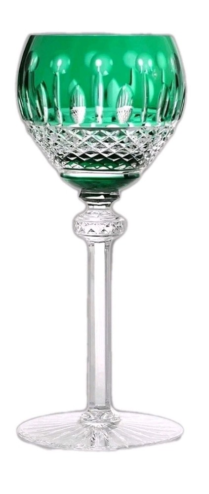 GODINGER AJKA KING LOUIS XENIA 7-3/4″ CASED CUT TO CLEAR GREEN HOCK WINE