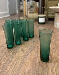 Mid-Century Danish Tutti Fruity Green Textured Swirl Glasses