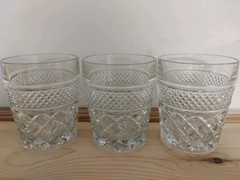 Vintage Set of 5 Anchor Hocking Wexford Diamond cut lowball and highball glasses
