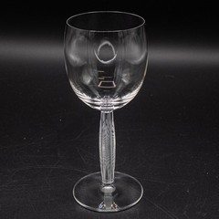 Lalique France Crystal Diamond Diamant Water Goblet Glass 7 1/2″ H