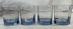 4 Anchor Hocking Reflections Blue Rocks Glasses 8oz Whiskey Old Fashioned
