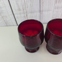 Vintage Ruby Red Drinking Glasses Set of 2 Georgian Honeycomb 5in Kitchen Decor