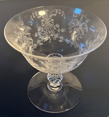 Vintage Heisey Diamond H Orchid Etch Sherbet Champagne Coupe Elegant Glass