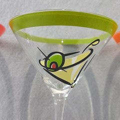 4 SILVESTRI Cocktail Martini Glasses Colorful Olive Read Description
