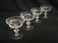 Vintage Clear Panel Cut Low Sherbet or Champagne Glasses – Set of 4