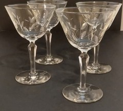 Vintage Libbey Glass Rock Sharpe Carlton Cut #3001 Champagne Sherbets, Set of 4
