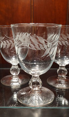 VTG Set of 4 Libbey Water Goblets Wheat Glasses (Stem 3003 Cut) Discontinued