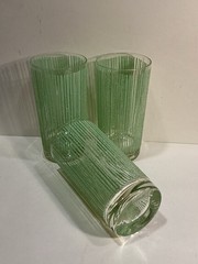Vintage Set of 3 Georges Briard GREEN Icicle Tumbler Glasses