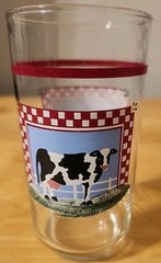 Vtg Indiana Fannie’s Farm Glass Cow Cooler Tumblers Glasses 16 oz Set of 6