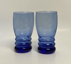 4 ct Vintage Libbey Bangles Cobalt Blue Glasses Tumblers Cooler 6.25” 16 Oz