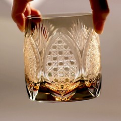 Hand Cut To Clear Brown 12oz Edo Kiriko Crystal Whiskey Glasses Gift Packing 1pc