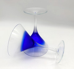 BLOCK Rainy Day Fashioned Frosted Cut to Clear Crystal Martini Glass 2pc Set