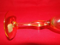 Morgantown Glass 8.25″ Water Stem, Heirloom, Topaz, w/unknown Needle Etch