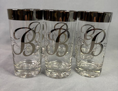 Platinum Rim Highball Glasses Monogram B Glastonbury-Lotus, Dorothy Thorpe Style