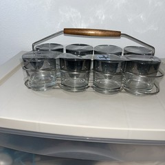 Mid Century Modern Silver Fade Rim 8 Glasses Rack Caddy Dorothy Thorpe