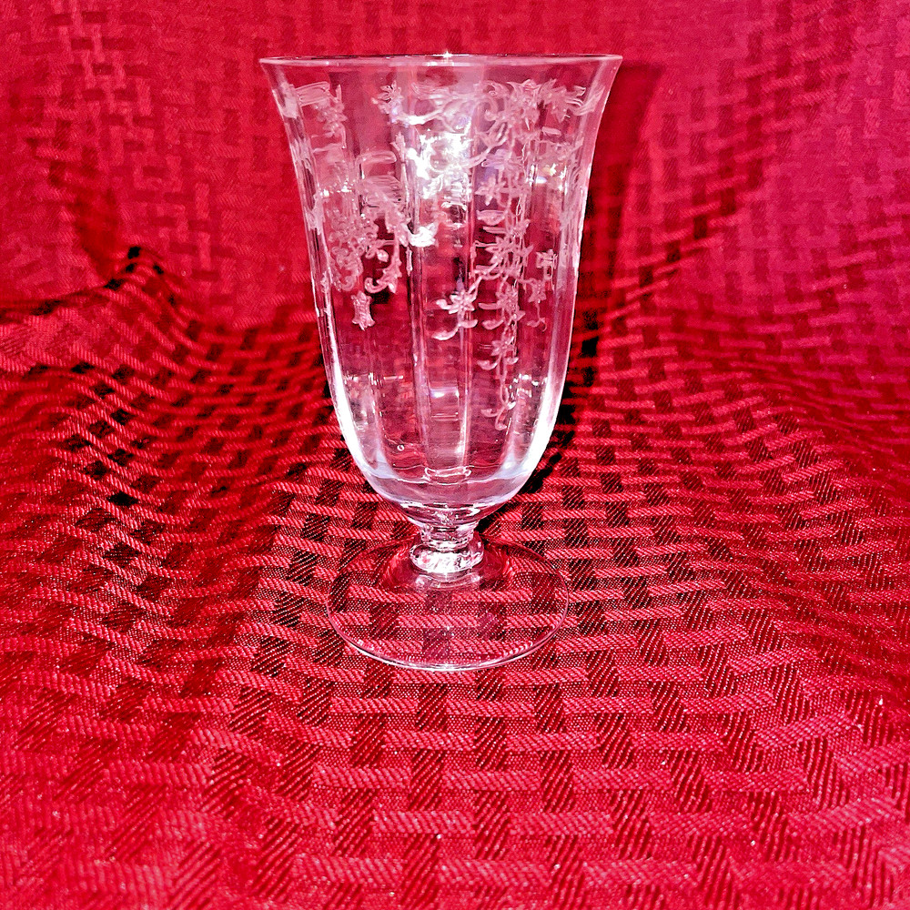 VINTAGE FOSTORIA «NAVARRE» CLEAR WATER/WINE FOOTED TUMBLERS 8 AVAIL
