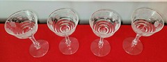 VINTAGE 6 PIECE COUPE, MARTINI & WINE CRYSTAL STEMWARE ETCHED COCKTAIL GLASSES