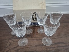6 Signed Waterford Crystal Lismore 5 7/8″ Claret Wine Glasses. 7oz In Box