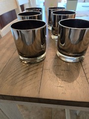 Vintage MCM Silver Ombre Fade Rocks Glasses-Queen’s Lusterware (Thorpe Style)