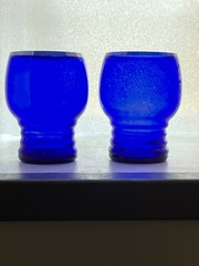 Set 2 Imperial Shaeffer Platinum Trim Tumblers Cobalt Blue Morgantown