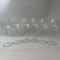 Toscany Clear Crystal Blown Burton Wine Glasses Stemmed Floral Etched 7 3/4”