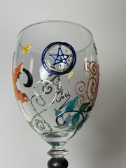 Vintage Smithereens Wine Glass Virgo Hand Painted Zodiac 8 1/8”