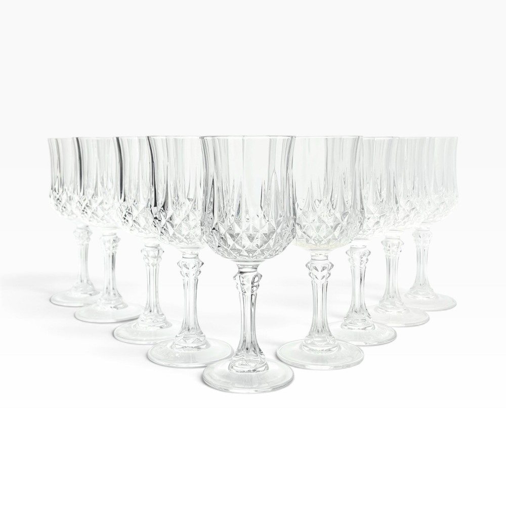 Cristal d’Arques “Longchamp” Set of 9 Crystal Wine Glasses 6 1/2” 6oz