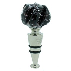 Murano Glass Bottle Stopper Dark Purple Silver Wine Prosecco Venice Gift Box