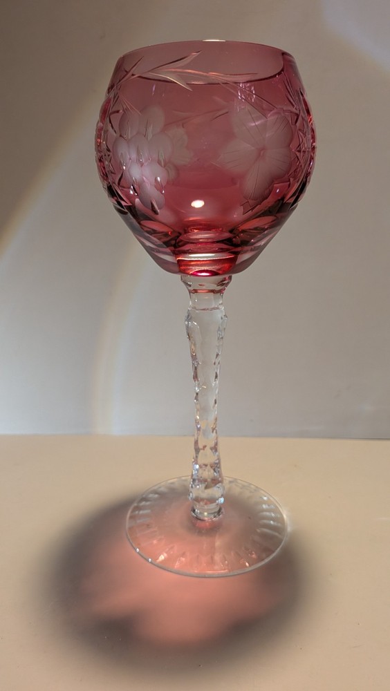 Anna Hutte Vintage Crystal Cut to Clear Hock Wine Glasses, Various Colors, W Ger