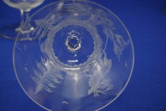 Hunt Safari Animal Scenes-(6) Low Sherbet Champagne Glasses, 3 3/8″ -LOT B (B61)