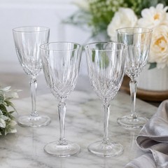 Vintage Luminarc Diamant Crystal Wine Glasses Sunburst Pattern Set of 4