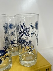 Libbey Royal Norfolk Blue Floral Glass Water Iced Tea Tumblers Set Of 4