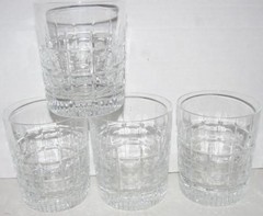4 William Sonoma Fitzgerald Cut Crystal Double Old Fashioned