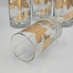 Vintage Libbey 22K Gold Oak Leaves Old-Fashioned Cocktail Glasses Set of 4