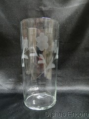 Clear w/ Gray Cut Flowers & Leaves, Optic: Flat Tumbler (s), 5 3/8″ — CR#089