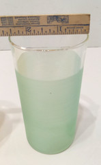 Set of 3 Blendo Frosted Glass Tumblers 8 oz Green Blue Yellow 4 3/4″ t Gold Rim