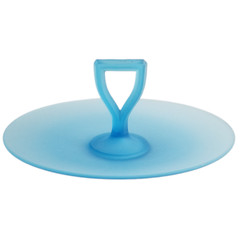 Central Glass Works #1435 Blue Satin Frost CHS Center Handle Server