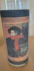 Vtg MCM Jim Beam Libbey Glasses Impressionist Artists set of 4 Frosted Black