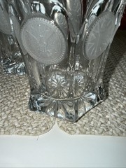 SET OF 4 Fostoria Coin Glass Frosted Clear Whiskey Tumbler Glass 4” Tall 1950’s