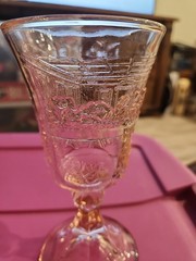 Indiana Glass Pink Tiara Last Supper Cross Chalice Wine Goblet – 7″ Tall